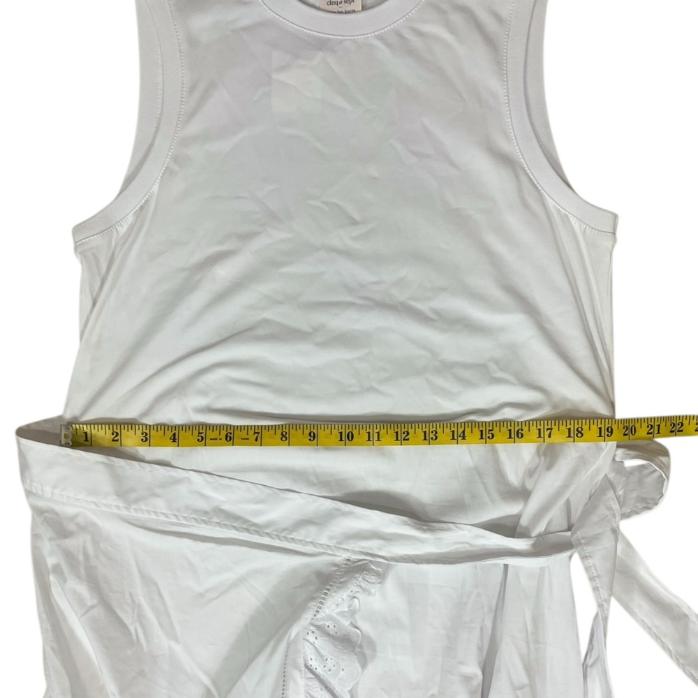 cinq a sept “Mahlia” White Eyelet Detail Ruffle Wrap Mini Dress NWT $325 - Picture 11 of 15